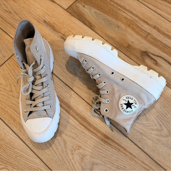 Converse Shoes - Converse High Top Lug-Sole Sneakers - Beige & White